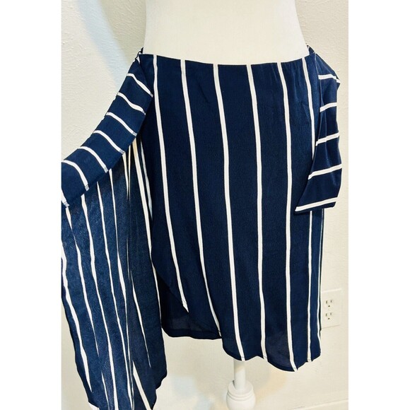 Loft Woman Size 4 Wrap Lined Side Tie Striped Skirt Career Formal Closet Staple - Picture 6 of 10
